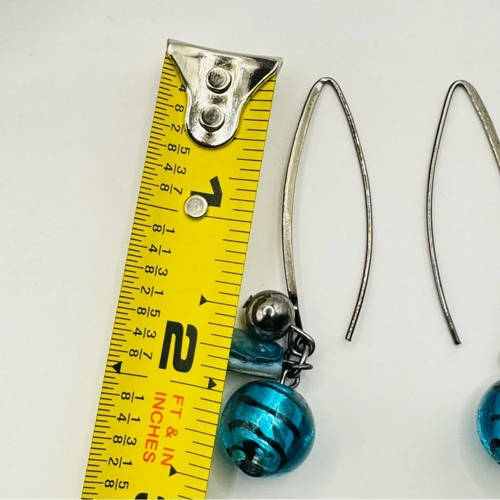 Murano Glass Teardrop Earrings AquaBlue Venetian Glass Dangle Earrings Handmade